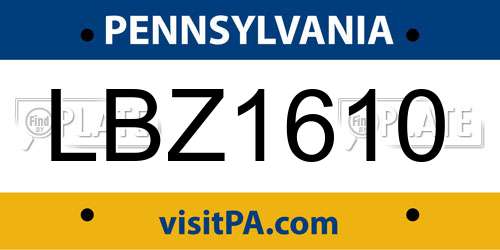 LBZ1610 Pennsylvania License Plate