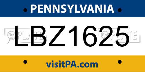 LBZ1625 Pennsylvania License Plate