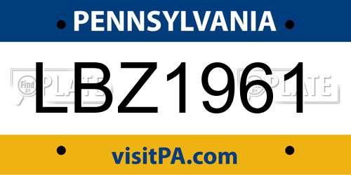 LBZ1961 Pennsylvania License Plate
