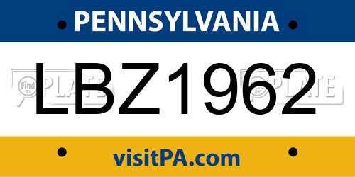 LBZ1962 Pennsylvania License Plate