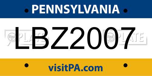 LBZ2007 Pennsylvania License Plate
