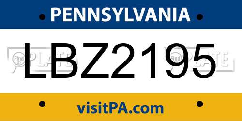 LBZ2195 Pennsylvania License Plate