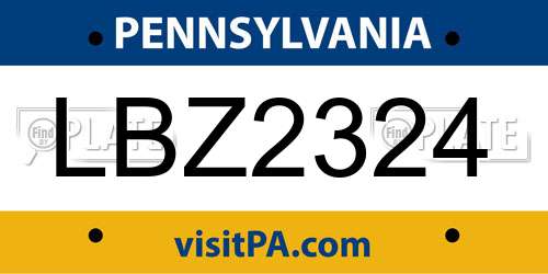 LBZ2324 Pennsylvania License Plate