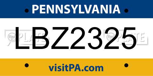 LBZ2325 Pennsylvania License Plate