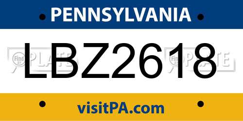 LBZ2618 Pennsylvania License Plate