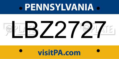 LBZ2727 Pennsylvania License Plate