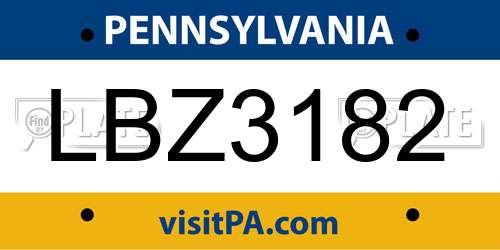 LBZ3182 Pennsylvania License Plate
