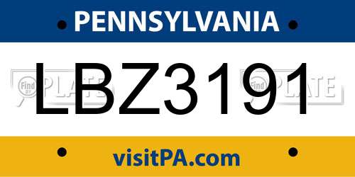 LBZ3191 Pennsylvania License Plate