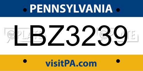 LBZ3239 Pennsylvania License Plate