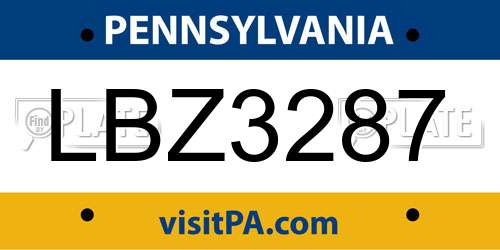 LBZ3287 Pennsylvania License Plate