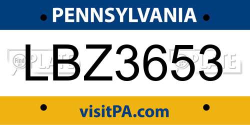 LBZ3653 Pennsylvania License Plate