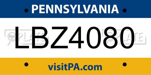 LBZ4080 Pennsylvania License Plate