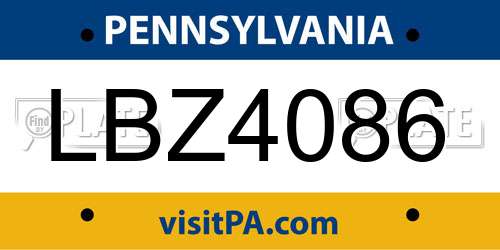 LBZ4086 Pennsylvania License Plate