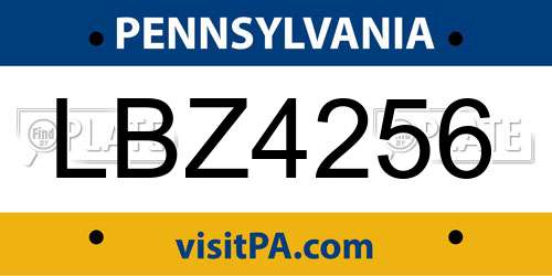 LBZ4256 Pennsylvania License Plate