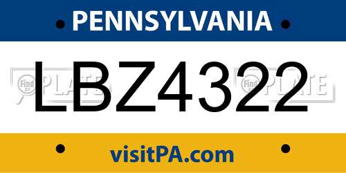 LBZ4322 Pennsylvania License Plate