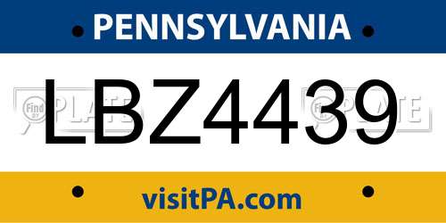 LBZ4439 Pennsylvania License Plate
