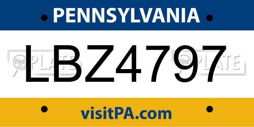 LBZ4797 Pennsylvania License Plate