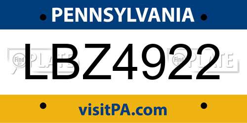LBZ4922 Pennsylvania License Plate