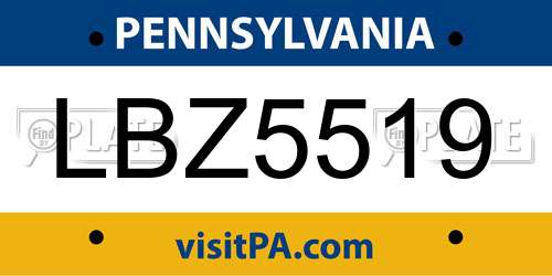 LBZ5519 Pennsylvania License Plate