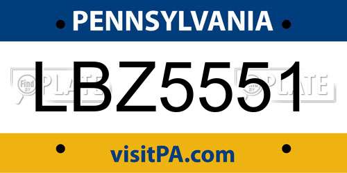 LBZ5551 Pennsylvania License Plate