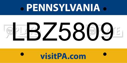 LBZ5809 Pennsylvania License Plate