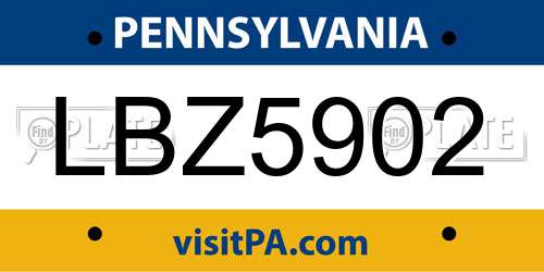 LBZ5902 Pennsylvania License Plate