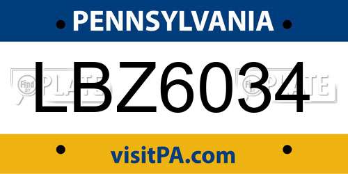 LBZ6034 Pennsylvania License Plate