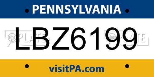 LBZ6199 Pennsylvania License Plate