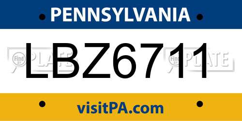 LBZ6711 Pennsylvania License Plate