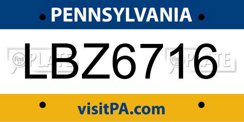 LBZ6716 Pennsylvania License Plate