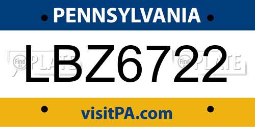 LBZ6722 Pennsylvania License Plate