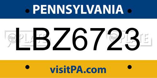 LBZ6723 Pennsylvania License Plate