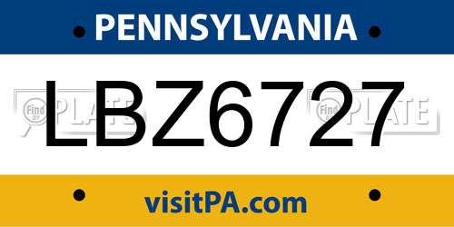 LBZ6727 Pennsylvania License Plate