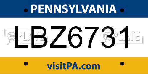 LBZ6731 Pennsylvania License Plate