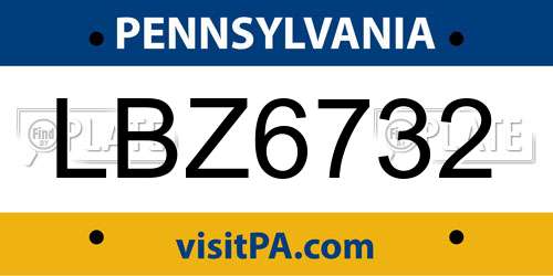 LBZ6732 Pennsylvania License Plate