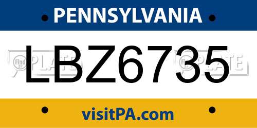 LBZ6735 Pennsylvania License Plate