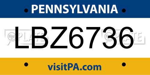 LBZ6736 Pennsylvania License Plate