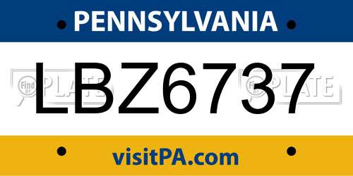 LBZ6737 Pennsylvania License Plate