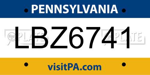 LBZ6741 Pennsylvania License Plate