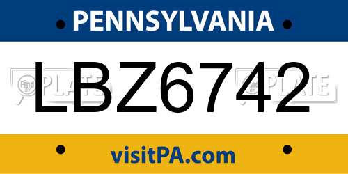 LBZ6742 Pennsylvania License Plate