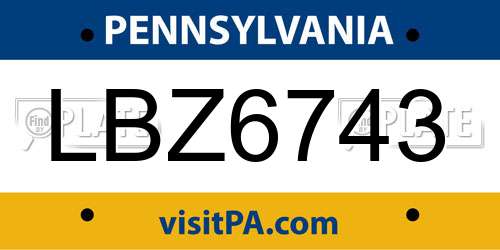 LBZ6743 Pennsylvania License Plate