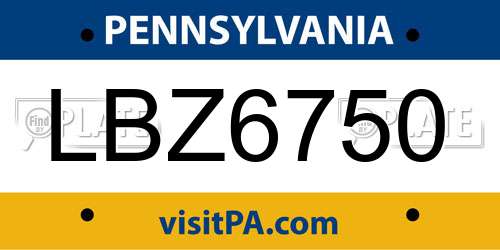 LBZ6750 Pennsylvania License Plate