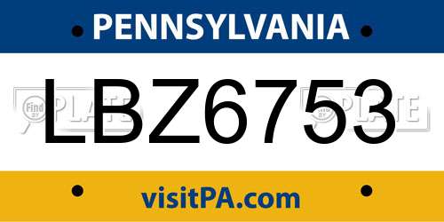 LBZ6753 Pennsylvania License Plate