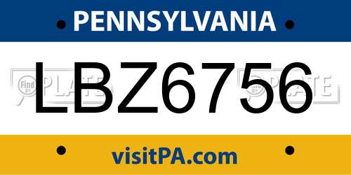 LBZ6756 Pennsylvania License Plate