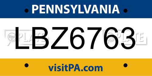 LBZ6763 Pennsylvania License Plate