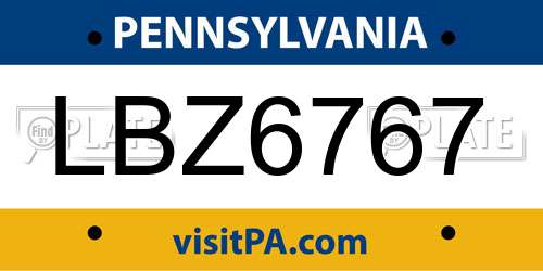 LBZ6767 Pennsylvania License Plate