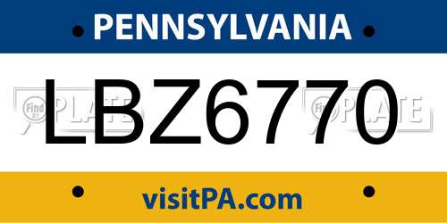 LBZ6770 Pennsylvania License Plate