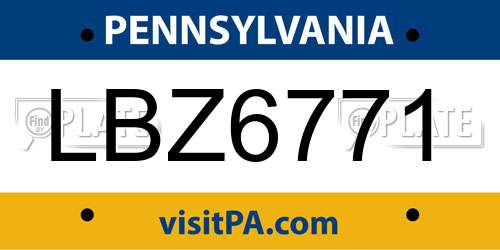 LBZ6771 Pennsylvania License Plate