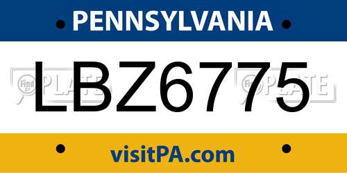 LBZ6775 Pennsylvania License Plate