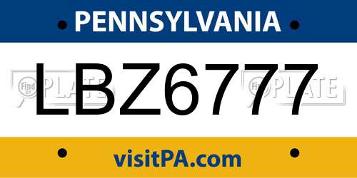 LBZ6777 Pennsylvania License Plate